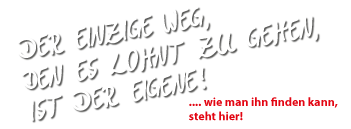 Der einizige Weg den es lohnt zu gehen ist der eigene